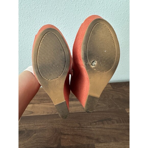Elle Women’s Peep Toe Wedge Heels Orange Size 6 M Elfleuorange - Picture 9 of 13